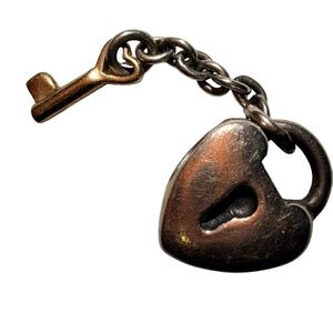 Pandora authentic .925 Heart Lock and 14kt gold Key Charm